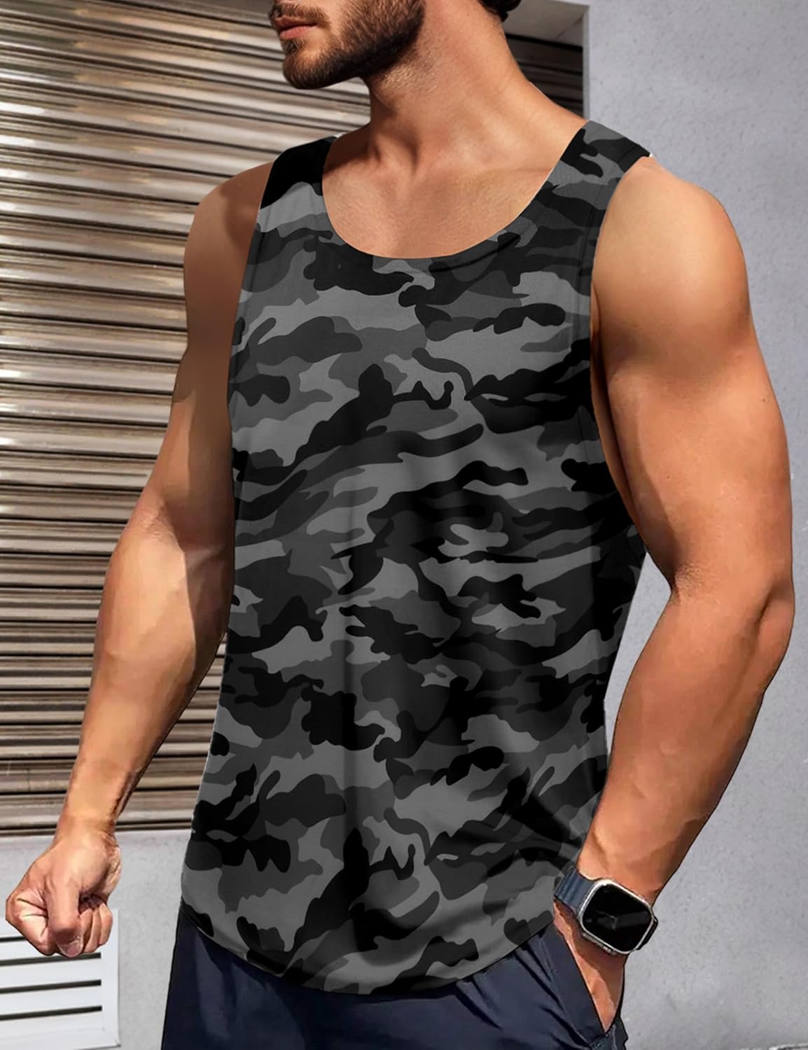 Mens Graphic Tank Tops Sleeveless Muscle Shirts Beach Palm Tree Hawaiian Gym Workout Tanks - Image 4