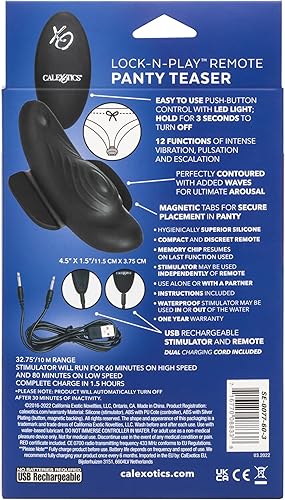 Miniatura 6 de CalExotics Lock-N-Play - Calzones vibradores recargables de 10 funciones color negro