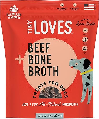 Farmland Traditions Tiny Loves - Golosinas de entrenamiento para perros con caldo de huesos (carne de res, 32 onzas)