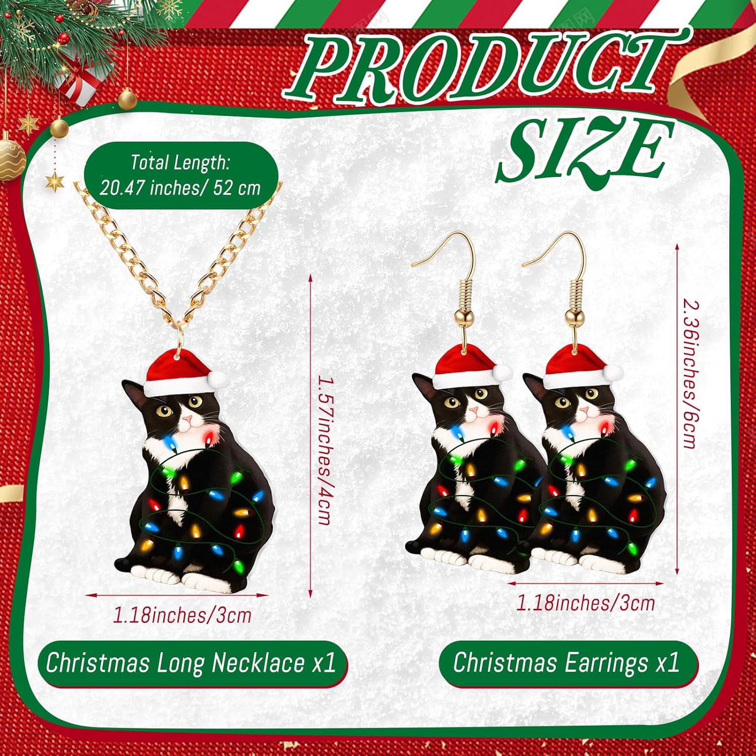 Quelay 3 Pcs Christmas Jewelry Set for Women 1 Pairs Christmas Earrings, 1 Nutcracker Necklace Jewelry Set for Christmas Gift - Image 3