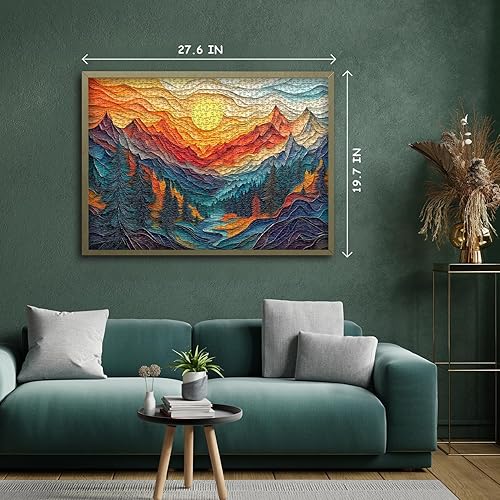 Miniatura 4 de Rompecabezas de montaña para adultos de 1000 piezas, árbol natural, río, cañón, puesta de sol, paisaje, bosque, rompecabezas escénico, colorido