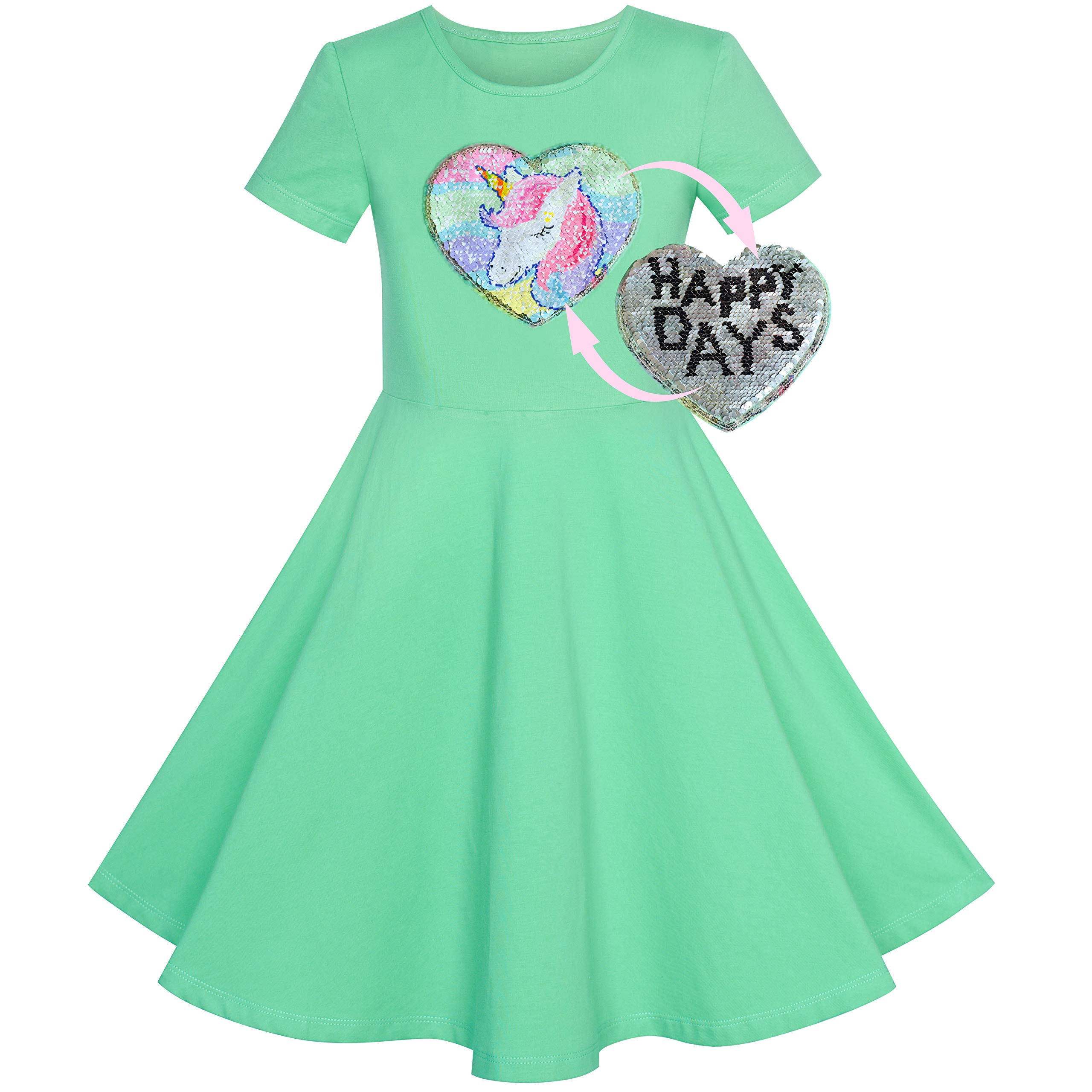 Sunny Fashion Girls Dress Colorful Striped Knitted Cotton Stretch School