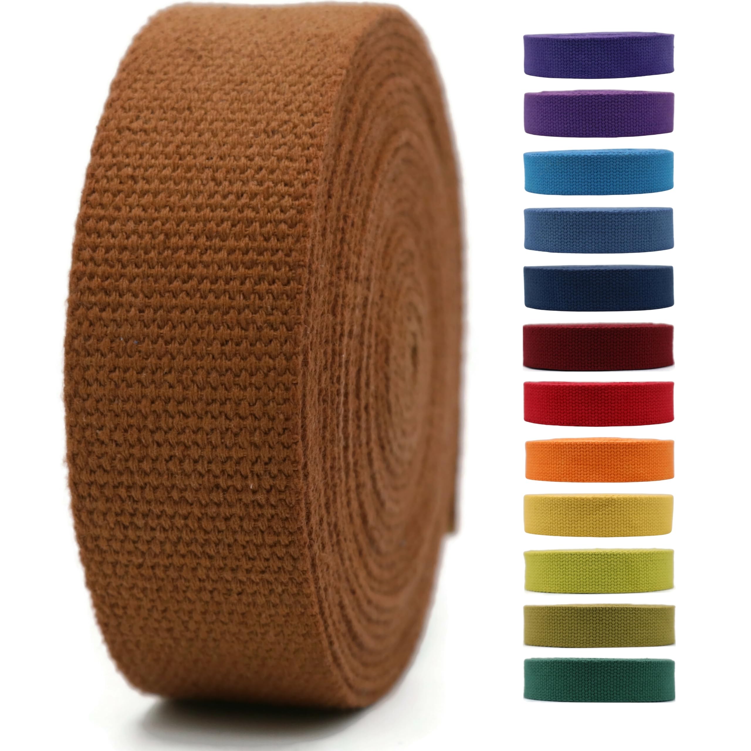 2" & 1.5'' & 1" Cotton Webbing - 5 Yards - 50+ Colors -%100 Natural Cotton - Turkish Woven - Heavy1 Inch 1.5 Inch 2 Inch Canvas Webbing for Sewing