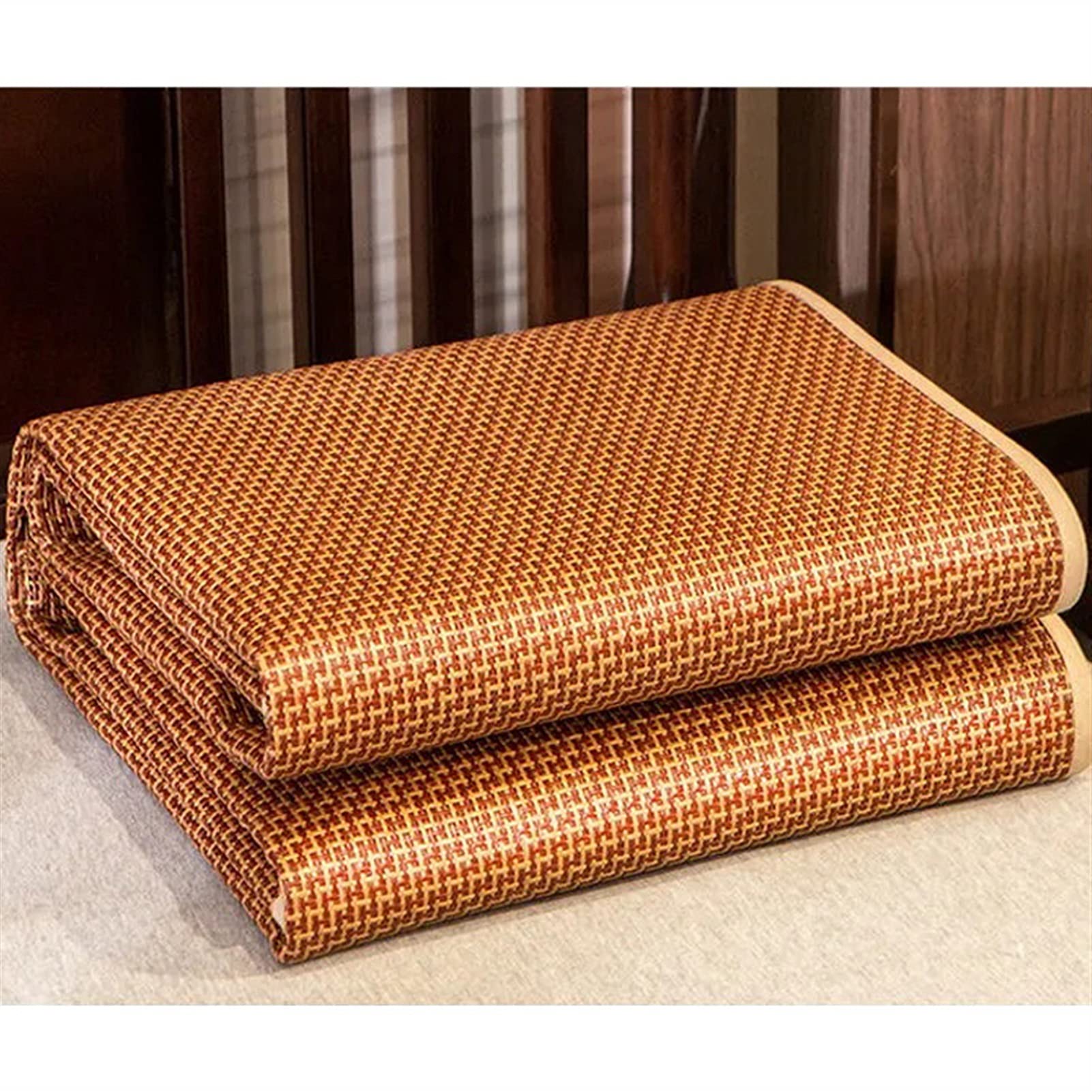 Colchoneta de paja de ropa de cama, colchón de ratán transpirable suave, cama de estera de bambú, colchón de enfriamiento de verano almohadilla de topper, ropa de cama para cama doble cama dob
