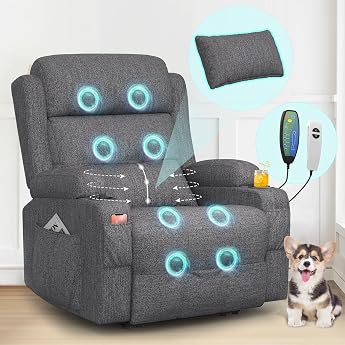 SQUEBILIFE Relaxing Chair, TV Chair, Electric Adjustable Massage Chair with Heat Function, Reclining Function, Footrest, 2 Si