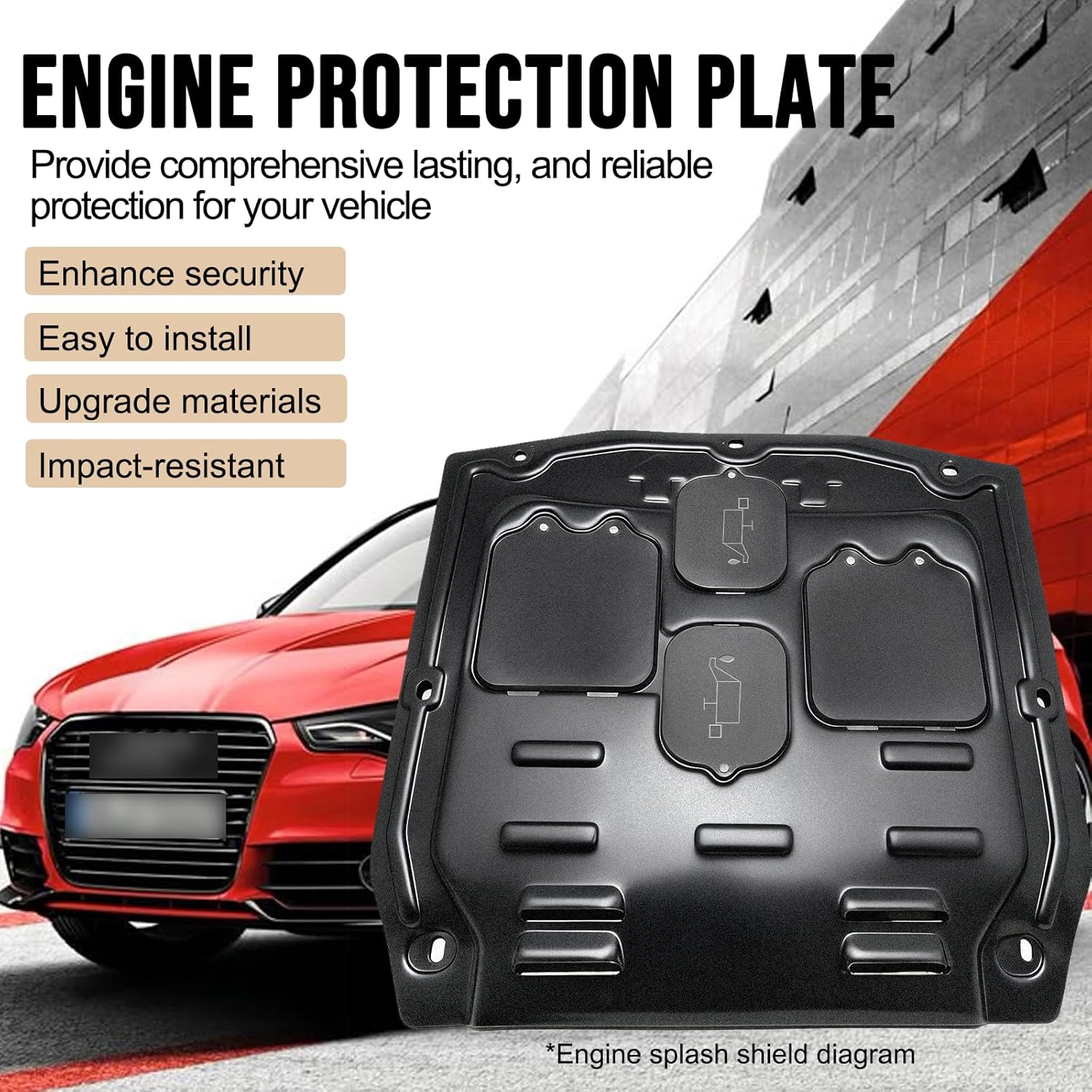 Upgrade Engine Splash Shield Fit for 2019-2025 Toyota Corolla Engine Under Cover Case Guard Front Splash Shields with Screw Hardware