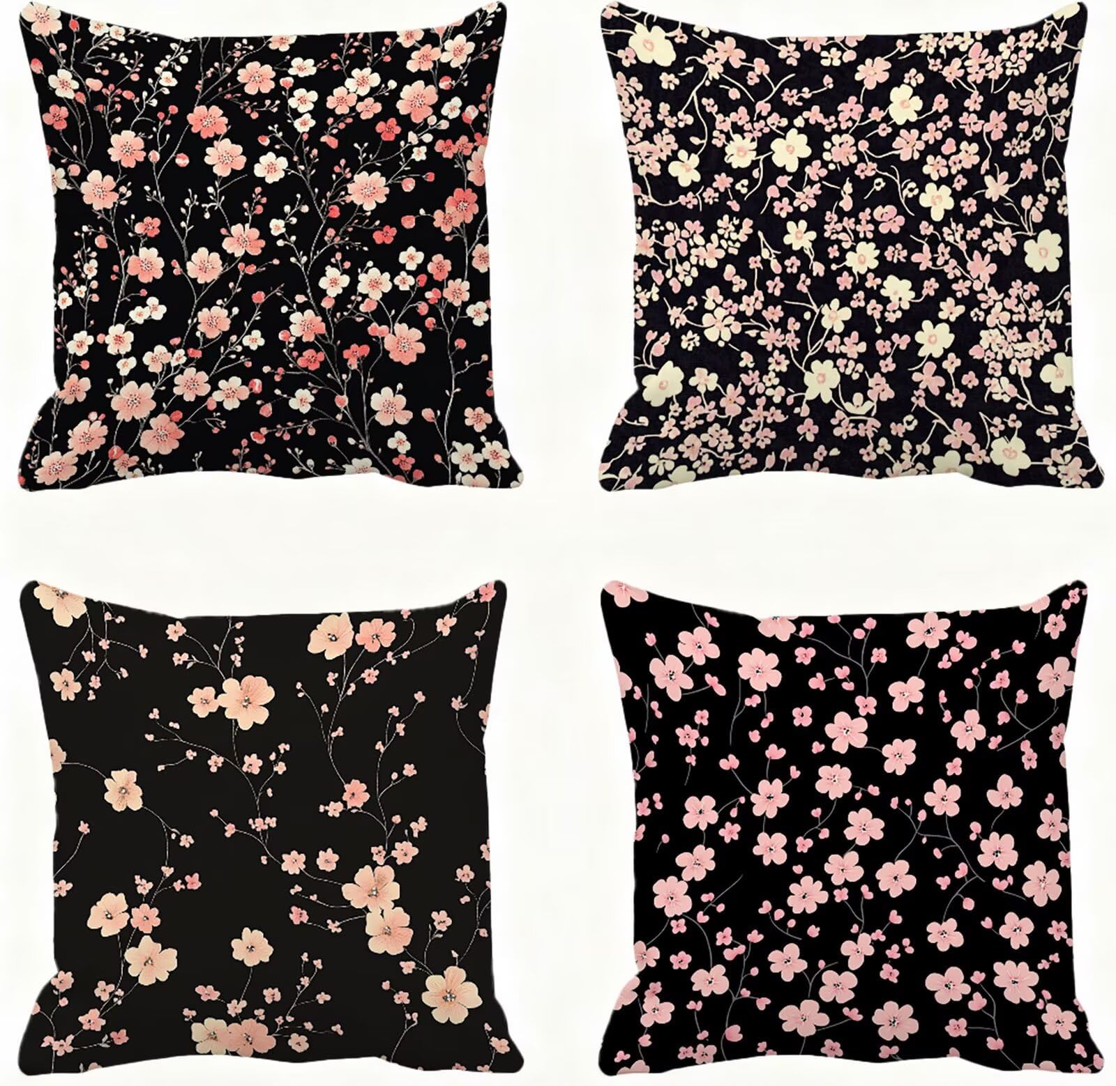 Rose Housse Coussin 60x60 Fleur Taie Oreiller 60x60 Lot de 4 Super Doux Protege Oreiller 60 x 60 Decoration Automne Taie D'oreiller Carrées Coussin Canape, pour Maison Chambre Canapé Chaise E - 812
