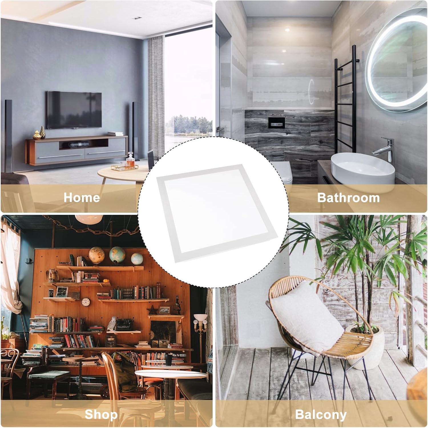 Fluorescent Recessed Light Trim Cover, 11.8 x 11.8 inch Square Recessed Ceiling Light Cover for Kitchen Classroom Office Decor Shower