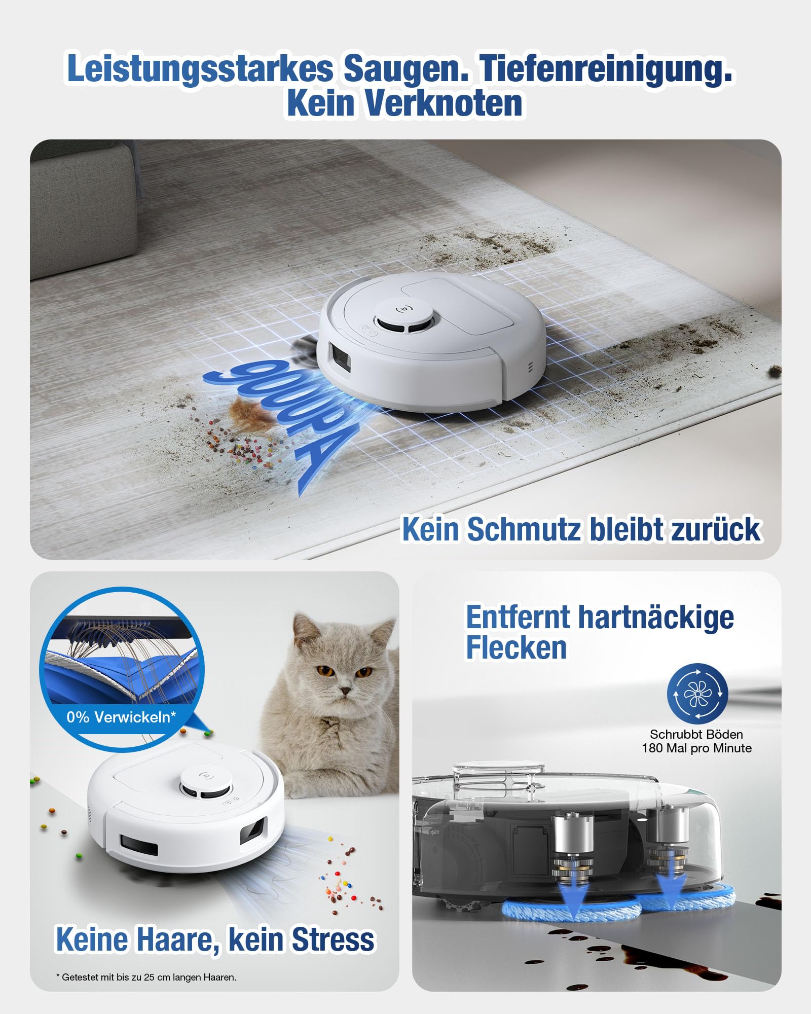ECOVACS DEEBOT MINI Saugen/Wischen, 9.000 Pa Saugkraft, ZeroTangle 2.0, TrueMapping 2.0, 45 ℃ Heißlufttrocknung, Selbstentleerung, intelligente Tiefenreinigung, Selbstreinigung per Knopfdruck, Grün