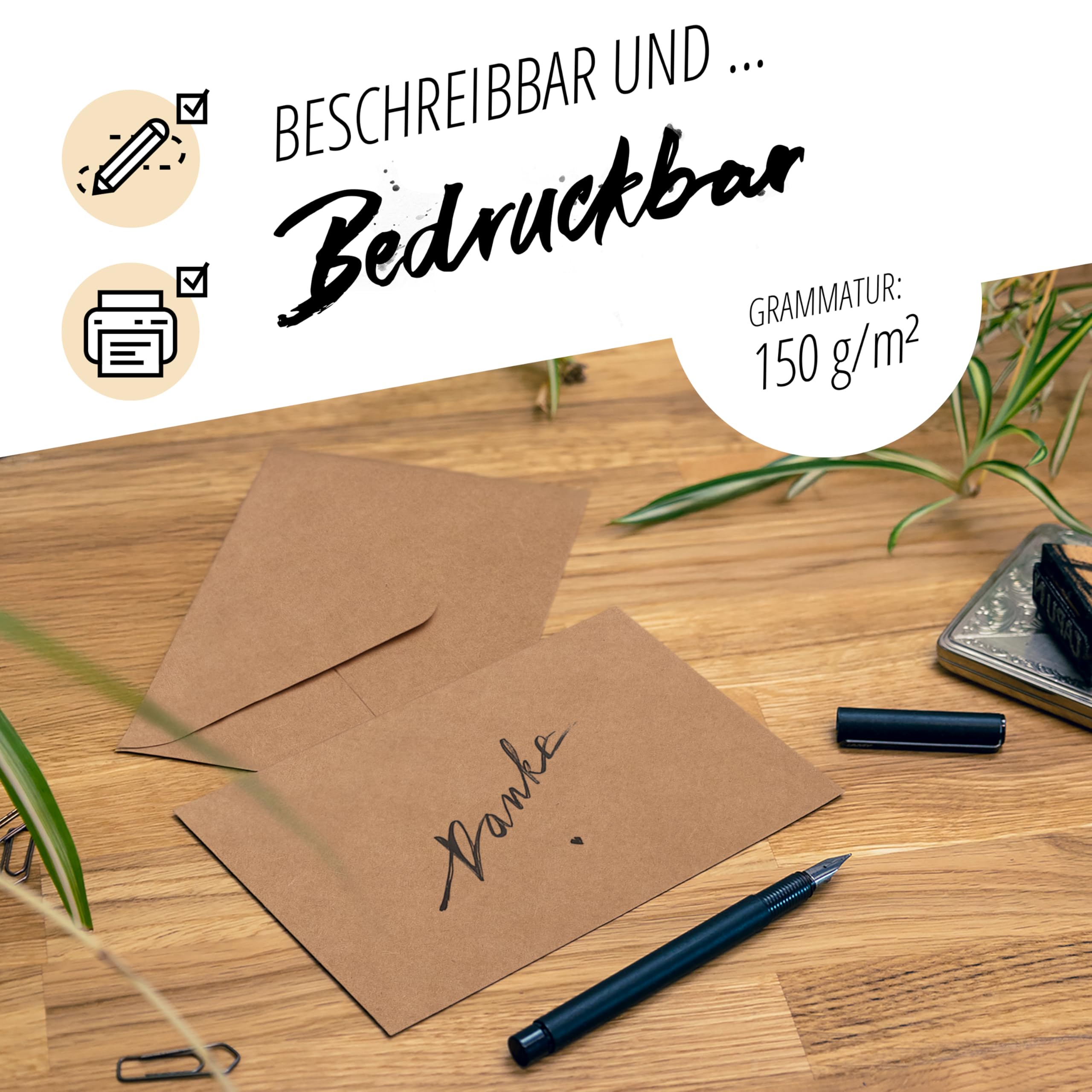 Vintage Briefumschläge DIN Lang - 30 Stück Ohne Fenster Selbstklebend