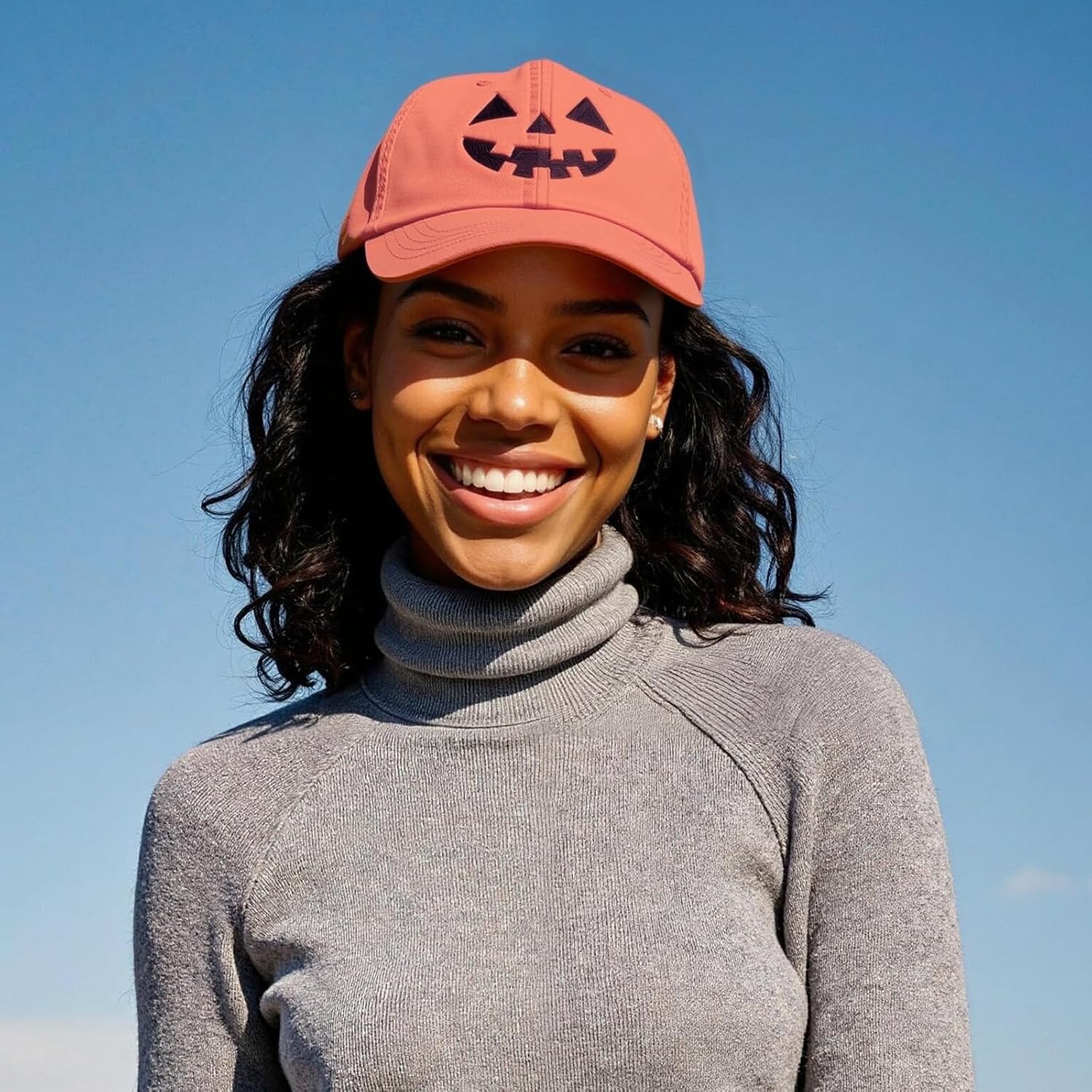 Halloween Pumpkin Hat for Women Men Halloween Baseball Cap Adjustable Jack-o Lantern Hat Orange - Image 6