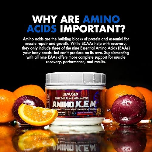 Vista 14 de Evogen Amino K.E.M. - Volumizador de bomba de polvo EAA y BCAA Suplemento de aminoácidos BCAA para flujo sanguíneo, crecimiento muscular e