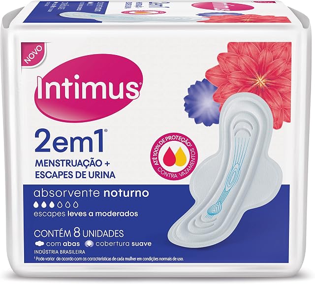 Absorvente Intimus Noturno 2 em 1 com abas - 8 unidades