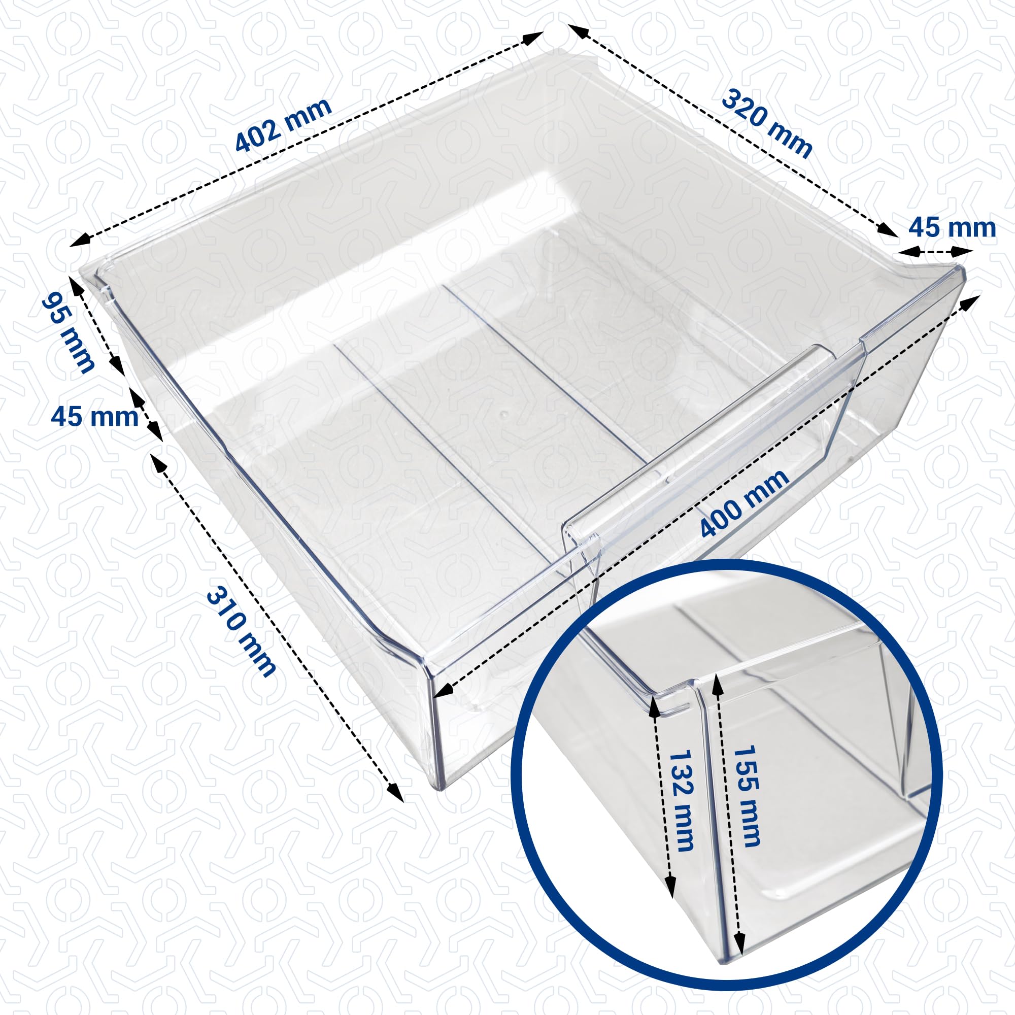 VIOKS Gefrierschrank Schublade Ersatz für AEG Juno Zanussi 264701703/3 | Gefrierkasten, 395x160x360 mm, ersetzt 2675039198, für Gefrierfach Gefrierschrank KühlGefrierKombination