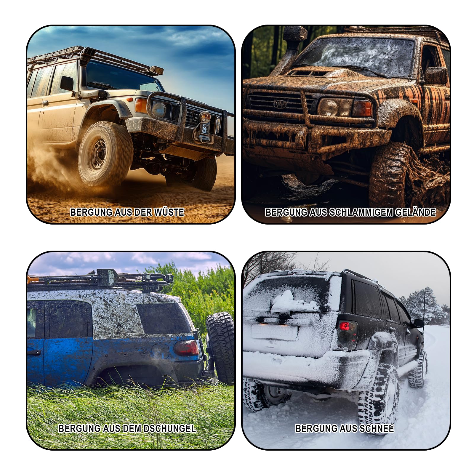 Abschleppseil 15 m für Auto und SUV, Nylon Berge Seil mit U-Haken,