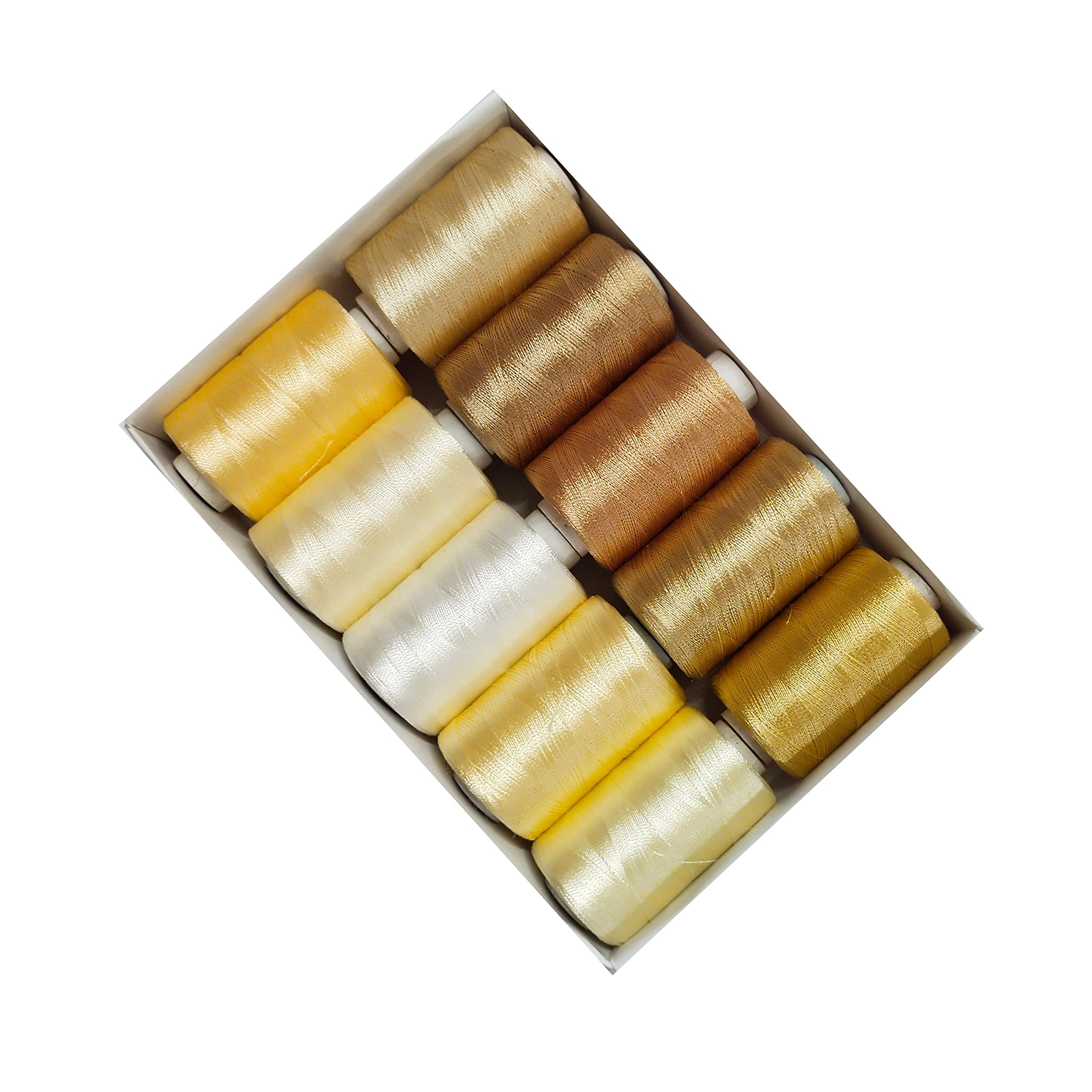 Silk Thread 10 Color Cream and Beige Set for Jewellery-Tassel Making- Embroidery-Crafts, Shiny Soft 900 MTR Thread spools.