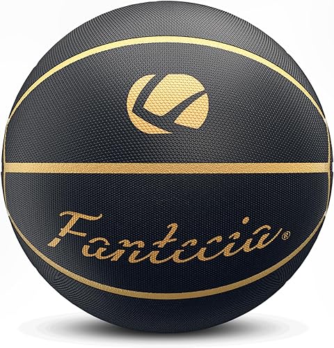 Miniatura 2 de Baloncesto - Tamaño oficial 7 y 5, interiorexterior, jóvenes y adultos (negrodorado)