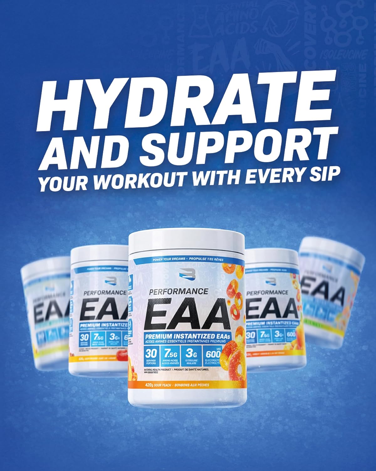 Believe Supplements Performance EAA - Essential Amino Acids Formula | Boost Muscle Recovery, Performance & Hydration | Sugar-Free & Delicious Flavors Available! (30 Servings) (White Slushie)