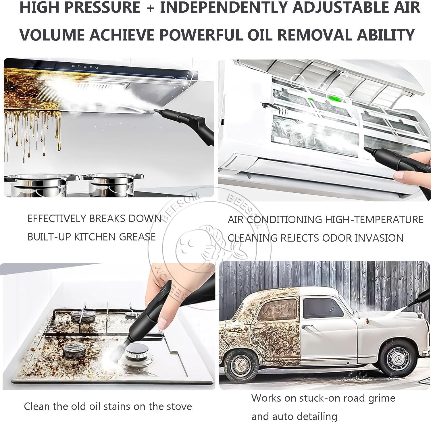Commercial Steamer Cleaner 3000W Heavy Duty,Multi Purpose High Temp Steam Washer,230°F High Temperature,Safety Lock Design,Efficiently Removes Grease,for Restaurant Kitchen and Household