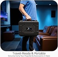 Vista 3 de CASEMATIX Funda de viaje para proyector de carcasa rígida compatible con proyectores Epson VS250 SVGA, VS350 XGA, VS355 WXGA con cable HDMI