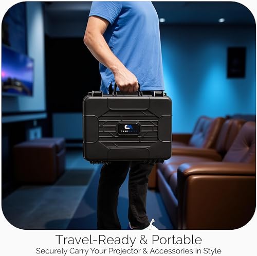 Miniatura 3 de CASEMATIX Funda de viaje para proyector de carcasa rígida compatible con proyectores Epson VS250 SVGA, VS350 XGA, VS355 WXGA con cable HDMI y
