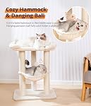 Happi N Pets 71CM Tour de l'arbre de chat pour les chats intérieurs, poste d'éraflure de chat avec grand lit pour les grands chats, scratcher de chat sisal avec perche douce & Hamac, arbre de chat stable, couverture amovible-Beige