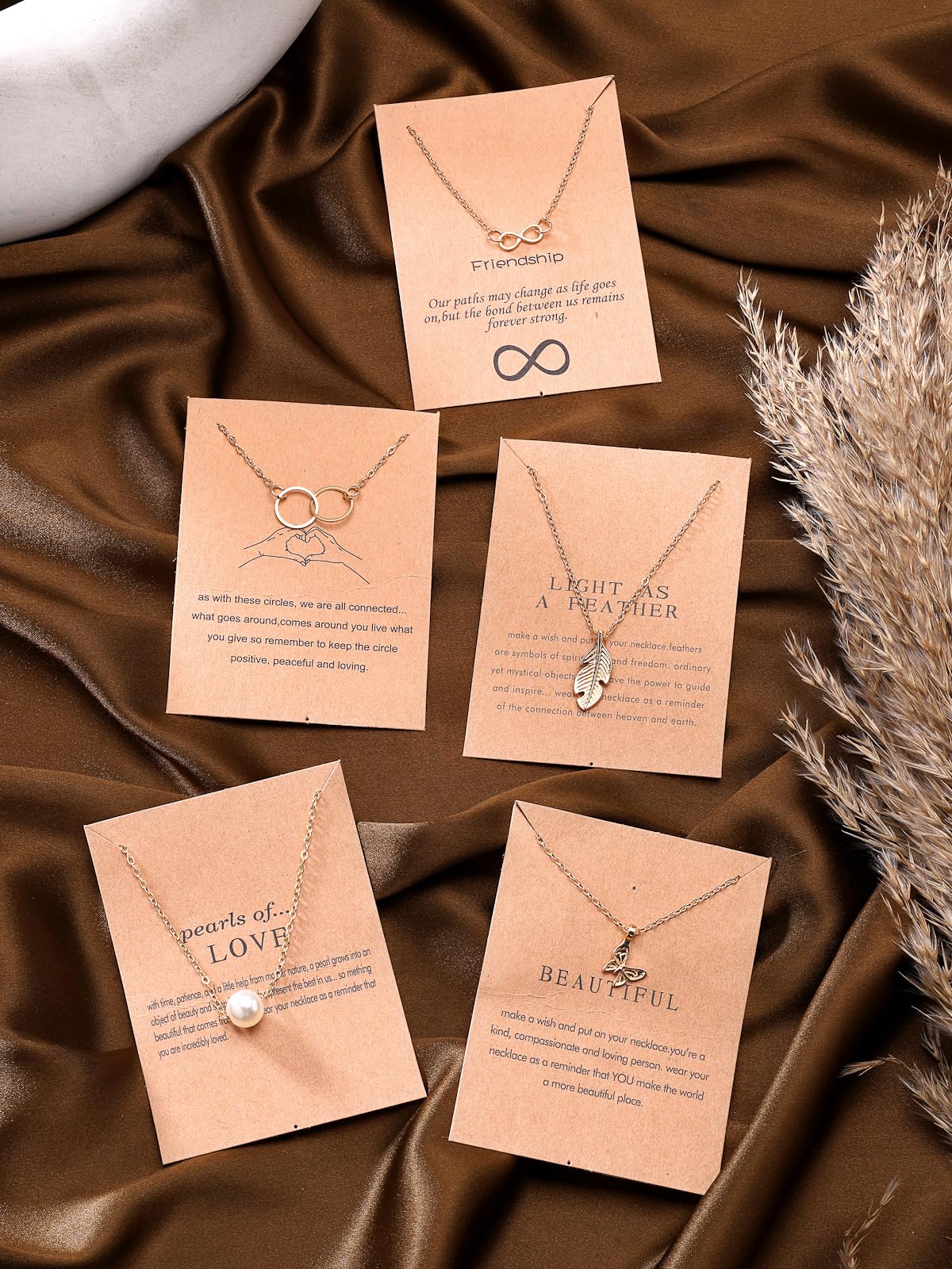 Scintillare by Sukkhi Eye-Catchy Latest Stylish Gold Plated Pearl Feather Butterfly Infinity & Round Shared Pendant Necklace Set for Women|5 Necklace|CBN107579 2