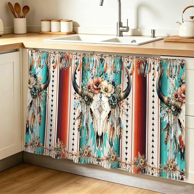 Southwestern Turquoise Cabinet Curtain 28