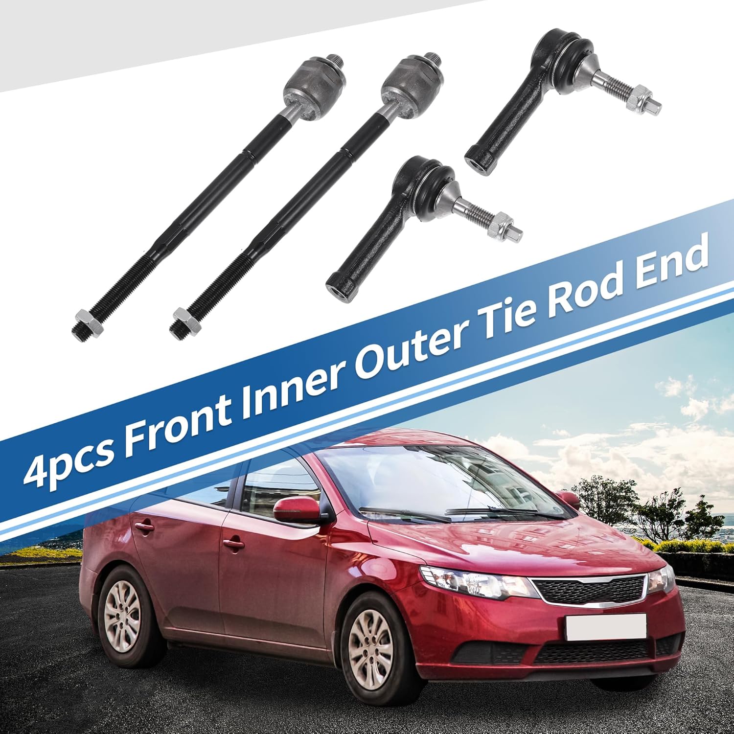 X AUTOHAUX 4pcs Front Inner Outer Tie Rod Ends Kit Suspension Steering Tie Rod End for Ford Explorer Police Interceptor Sedan Drag Link No.ES800952/EV800893