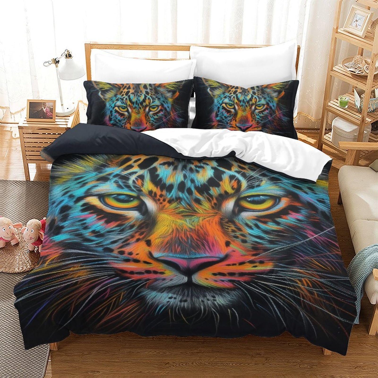 Housse de literie pour garçons adultes style léopard déco chambre moderne