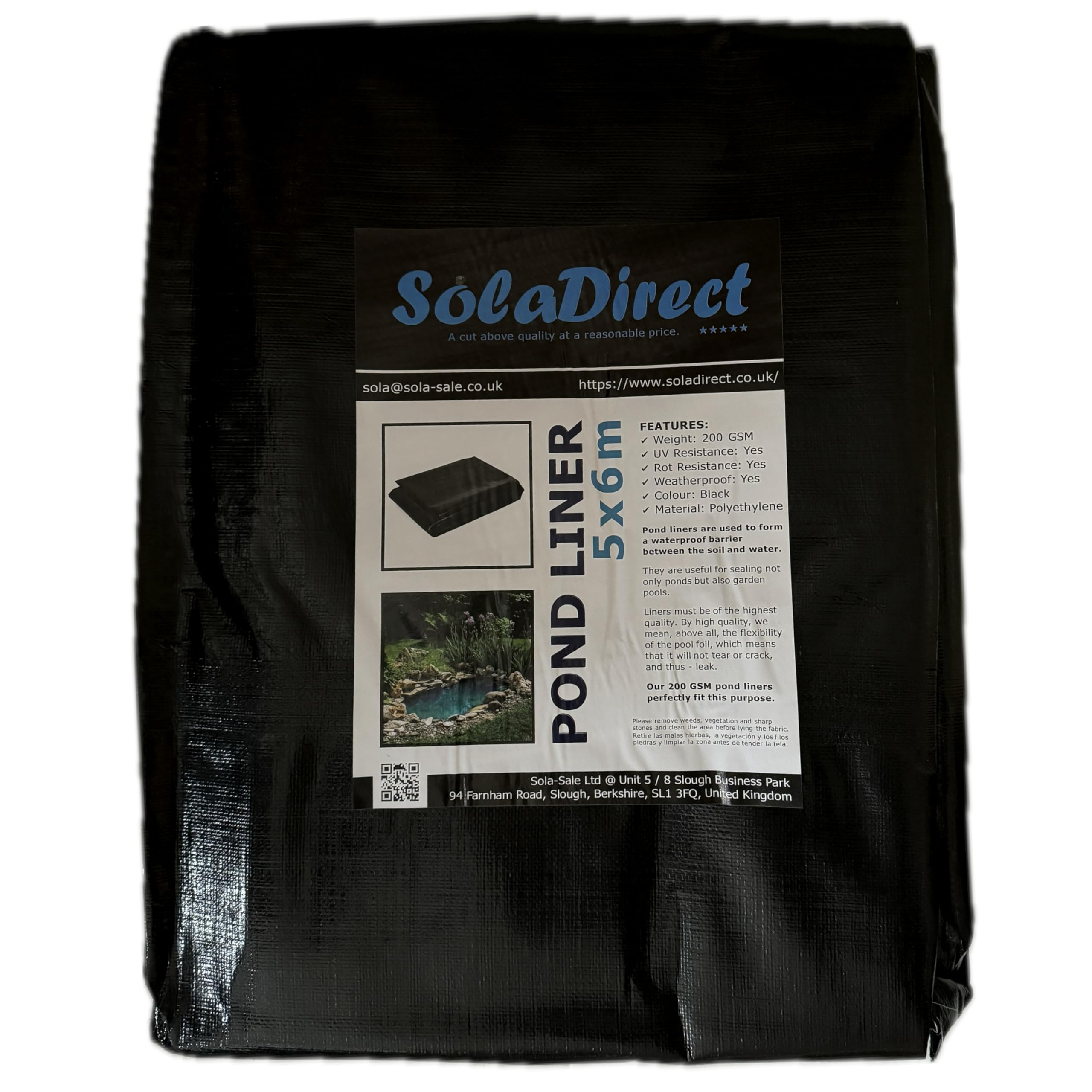 Pond Liner 5 x 6 m - 200 GSM Flexible Tear-Resistant UV-Resistant Garden Fish Pond Liner for Water Features, Koi, Ponds, Fountains, Landscaping - Durable Long Lasting Heavy Duty Waterproof Sheet
