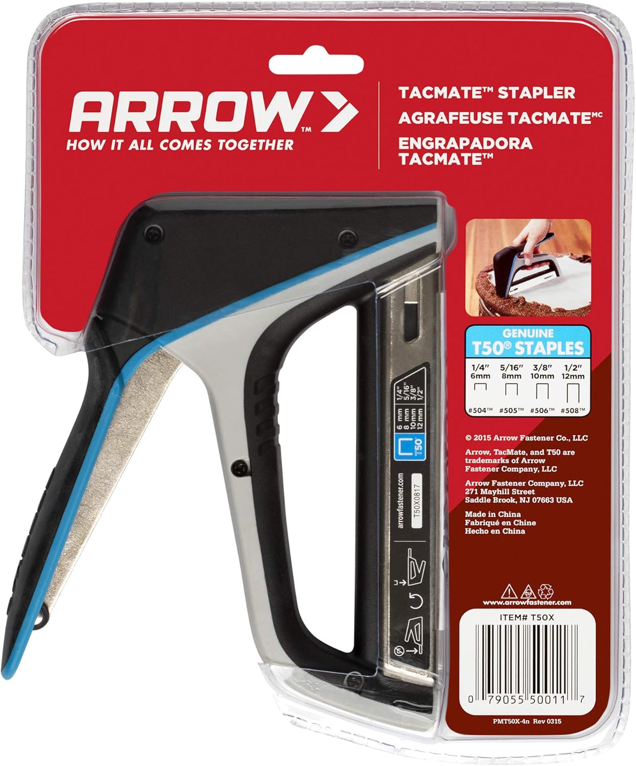 Arrow T50X TacMate Stapler packaging showing 'Limited Lifetime Warranty' badge.