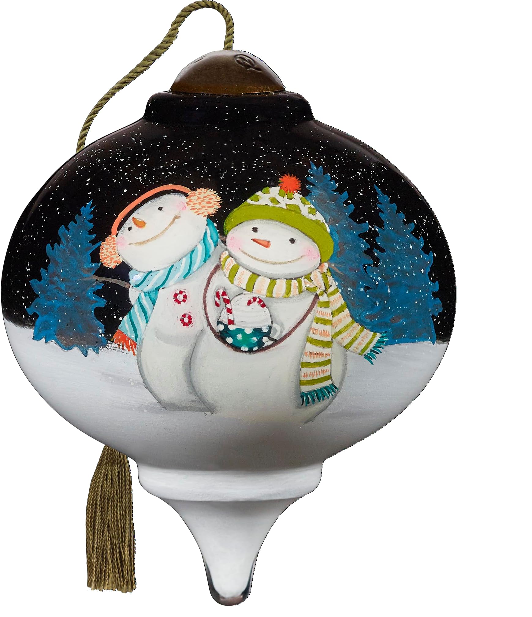 NE’QWA ARTReverse Hand-Painted Snowman Ornament | Blown Glass Ornament | Sweet Holiday Wishes Nicole Tamarin | Christmas Decor & Gifts