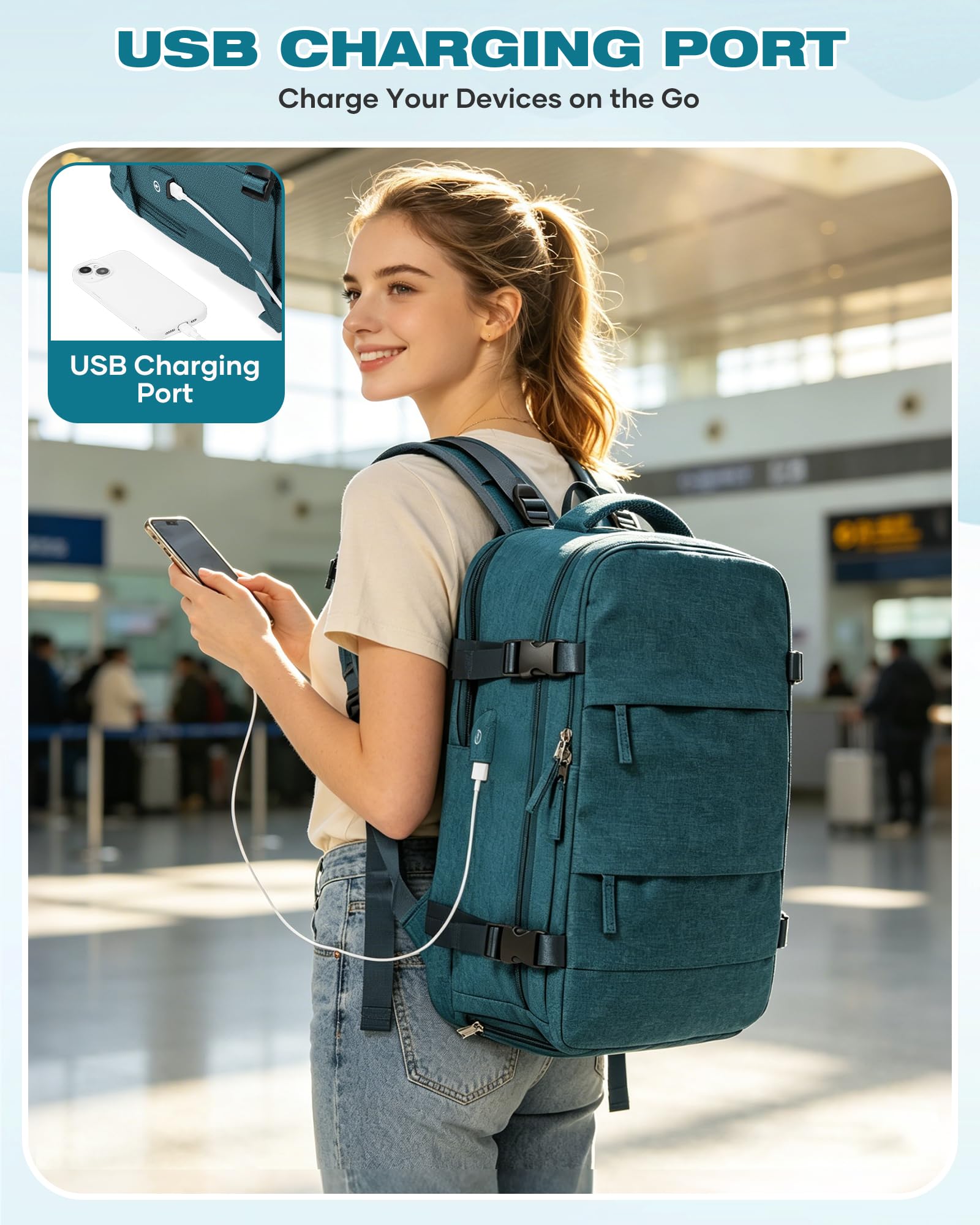 SZLX Zaino Ryanair 40x30x20 Sottovuoto con Pompa Zaino Ryanair 40x20x25 Donna Zaino da Viaggio Wizzair Bagaglio a Mano Uomo per Laptop da 14 Pollici Borse da Cabina 45x36x20 Easyjet con Porta Scarpe