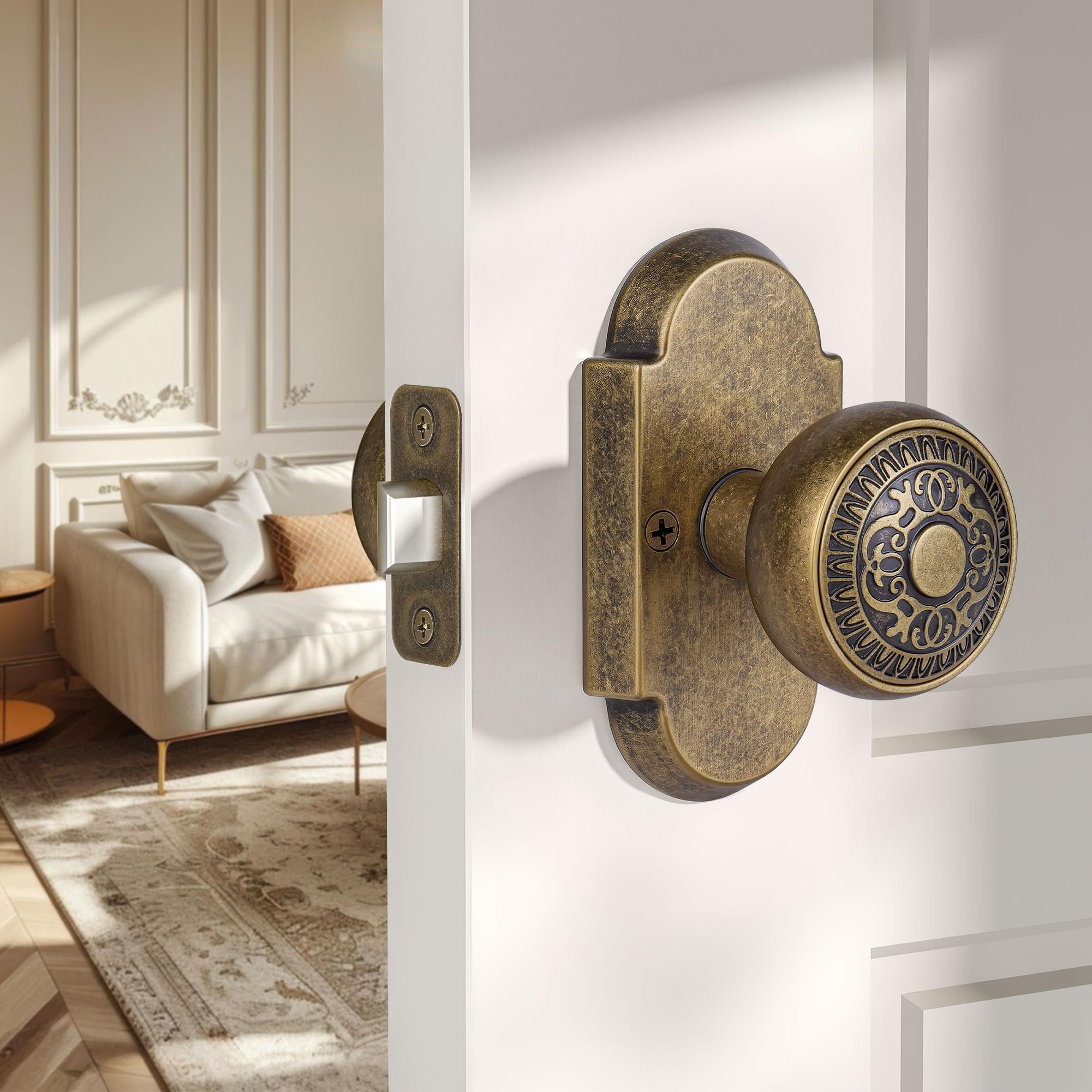 Antique Brass Door Knobs - Vintage Style -5