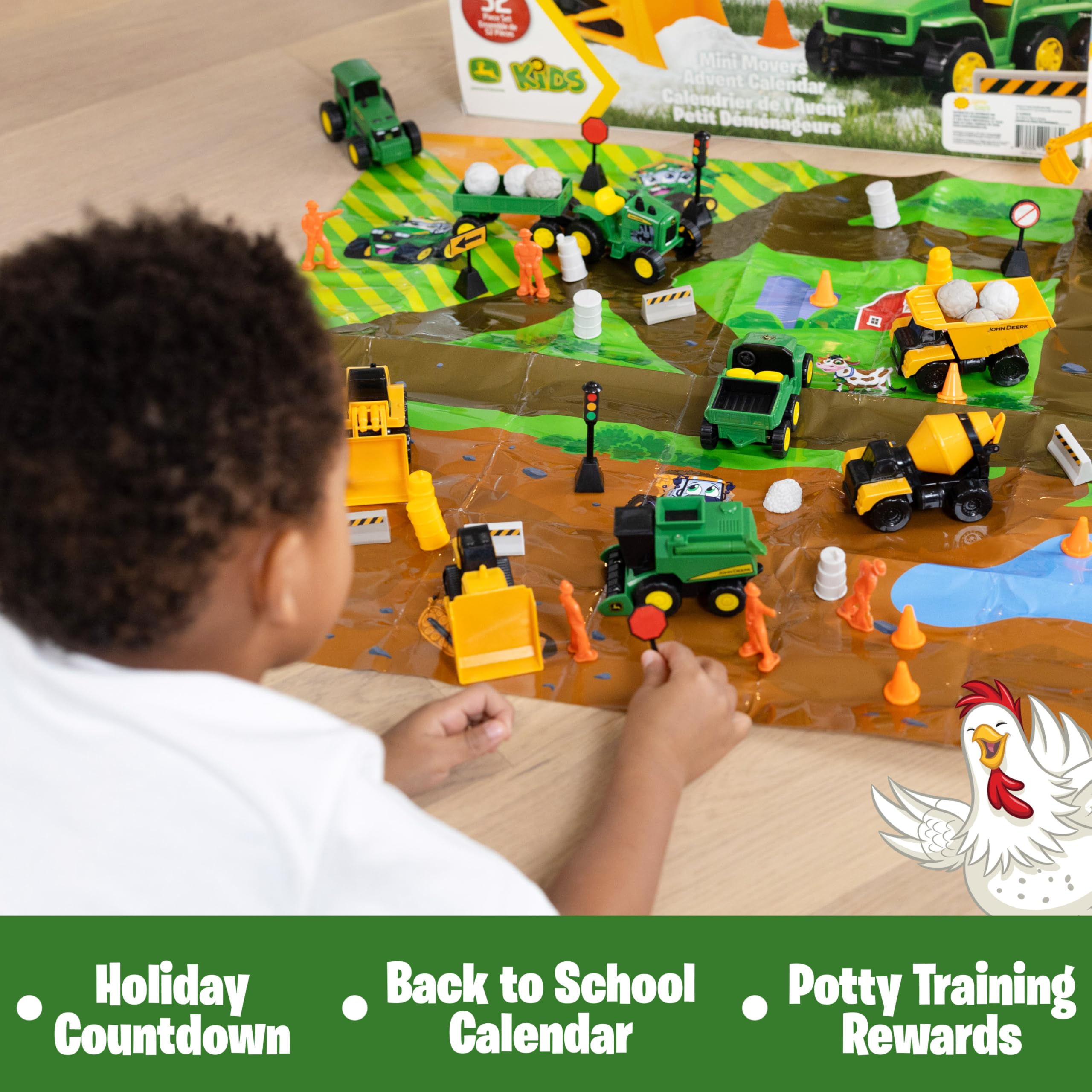John Deere Mini Movers Adventskalender - Kinder 2026 Weihnachten Adventskalender 24 Tage Überraschungen Urlaub Countdown Kalender Geschenke für Kleinkinder Spielzeugautos Playlet Geburtstag Urlaub
