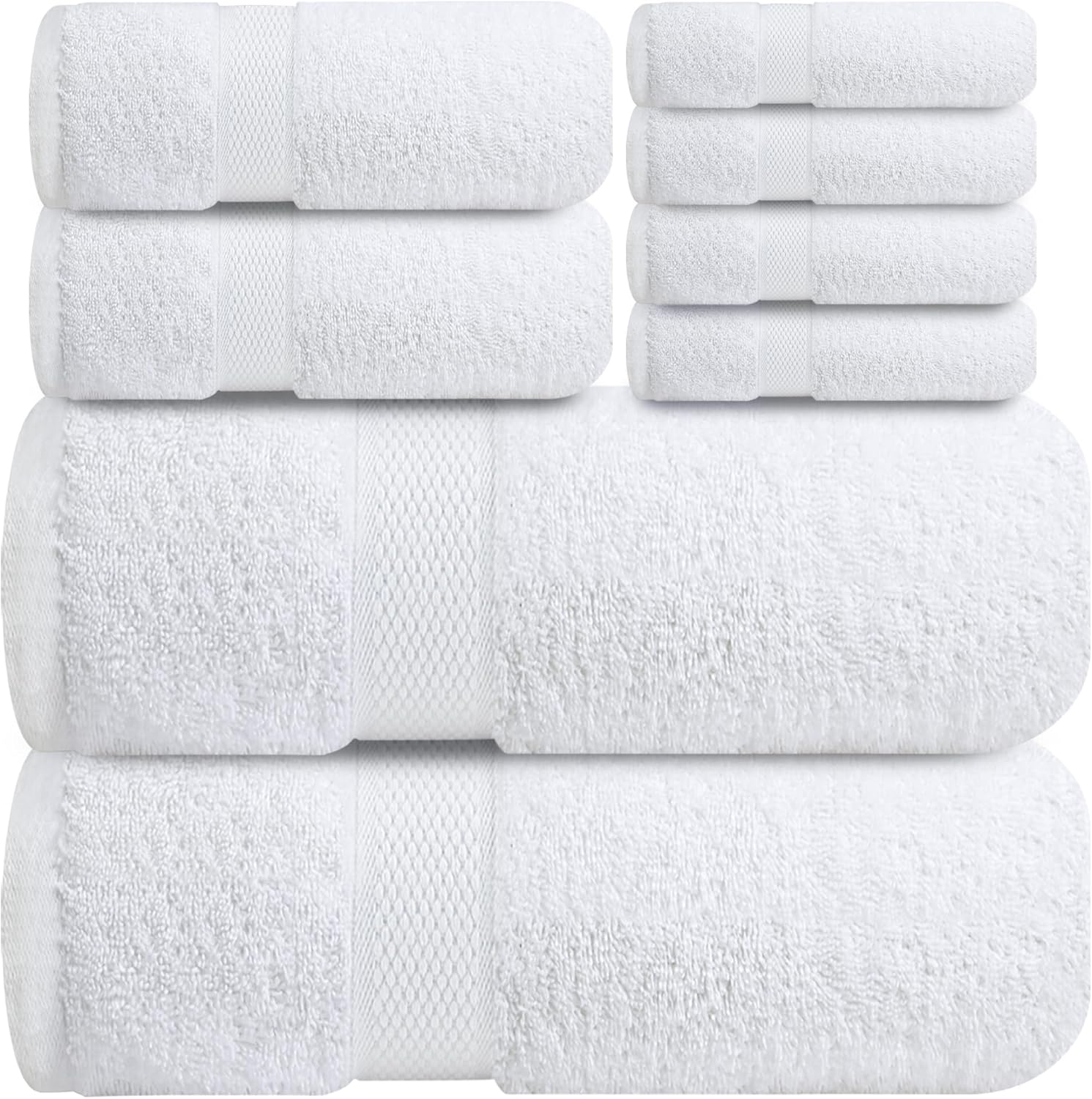 Infinitee Xclusives Luxury 100% Cotton Towel Set – 8 Piece Bathroom Towel Set (2 Bath Towels, 2 Hand Towels, 4 Washcloths) – Soft & Absorbent Towels for Bathroom (Brilliant White) Infinitee Xclusives Luxury 100% Cotton Towel Set – 8 Piece Bathroom Towel Set (2 Bath Towels, 2 Hand Towels, 4 Washcloths) – Soft & Absorbent Towels for Bathroom (Brilliant White)