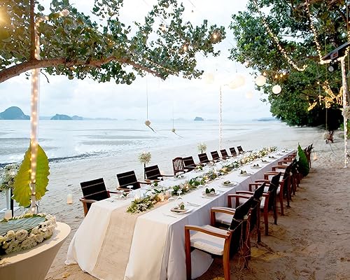 Miniatura 7 de Paquete de 10 manteles rectangulares blancos para mesas rectangulares de 6 pies de 60 x 102 pulgadas, manteles rectangulares blancos de 6 pies,