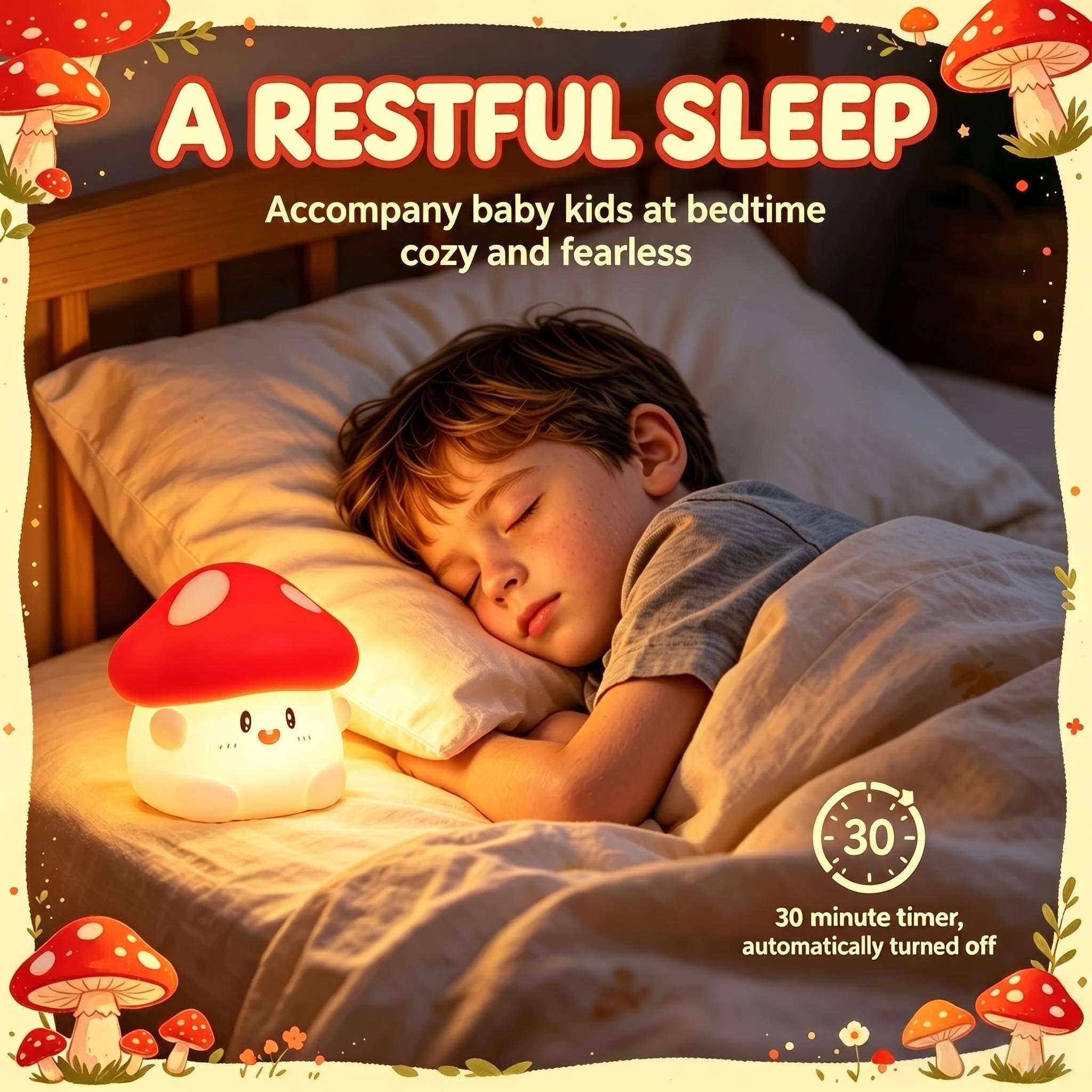 YR YRHH-PET Pilz-Nachtlicht, niedliche Pilzlampe, LED-Quetsch-Nachtlampe, weiches Silikon, dimmbar, wiederaufladbar, tragbar, Touch-Nachtlicht für Kinder, Baby-Schlaf, Kinderzimmer, Schreibtisch,