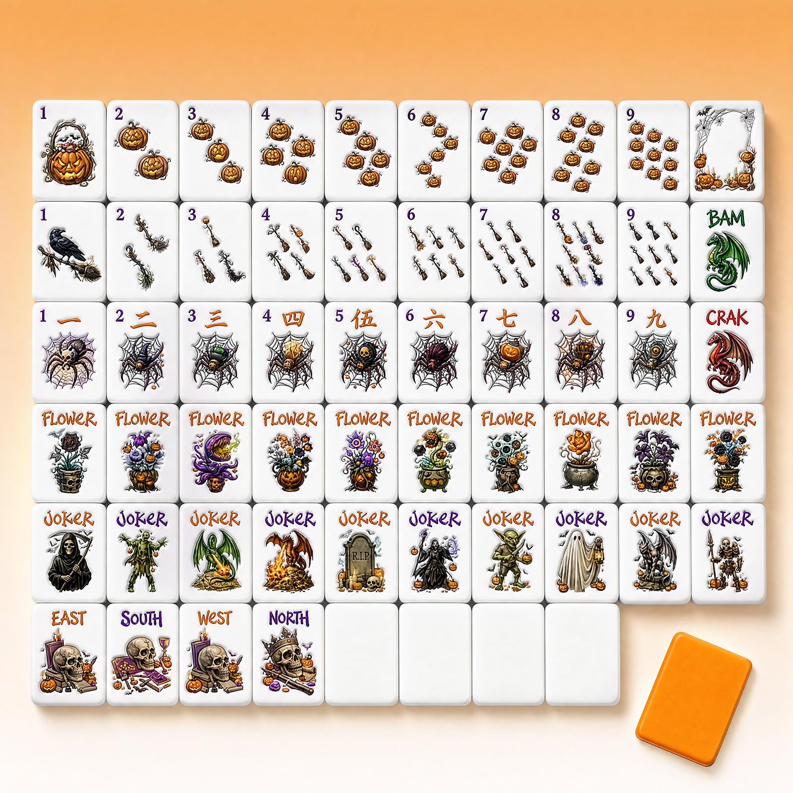 Thenshop 160 Pcs American Mahjong Tiles 1.2 Inch, Halloween