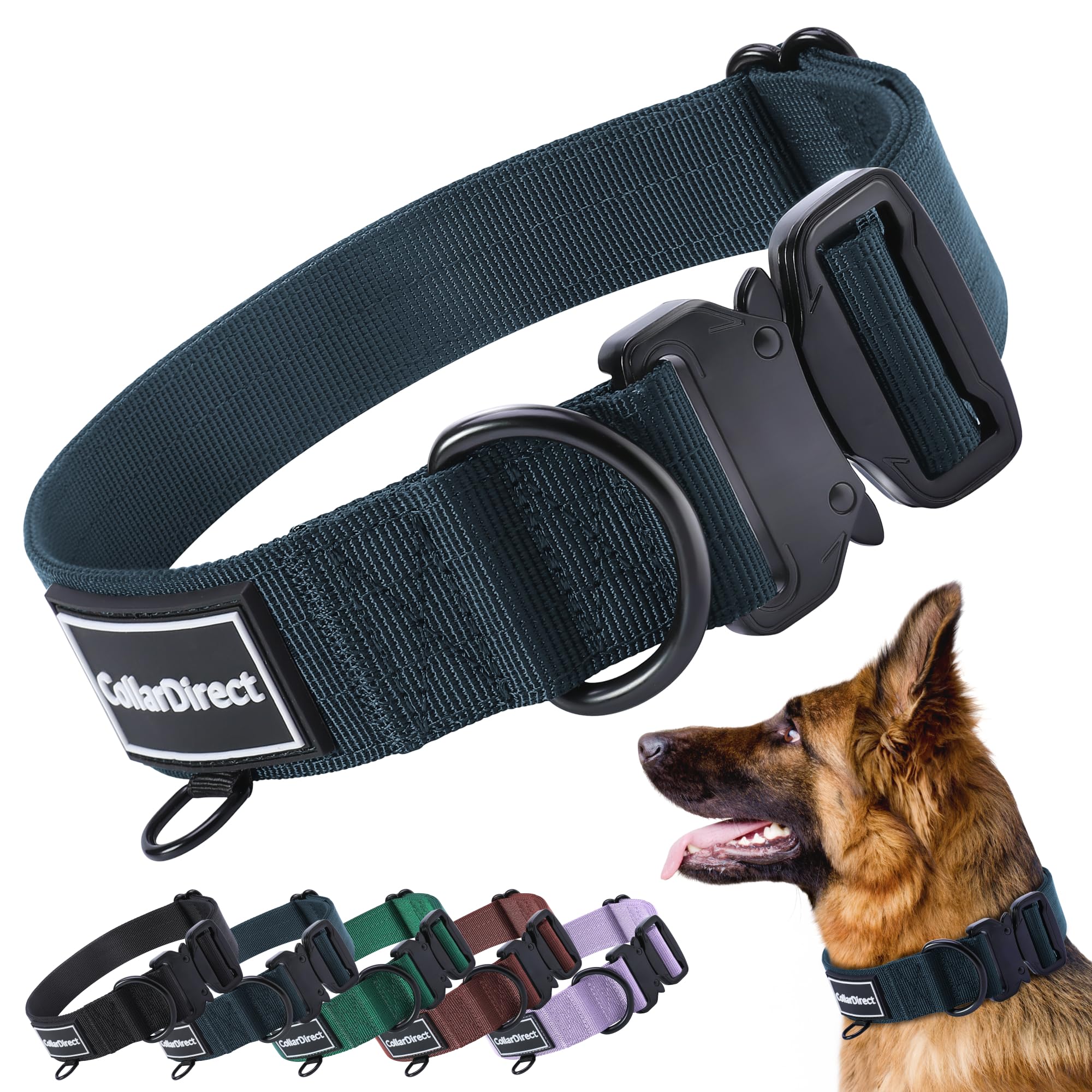 Heavy Duty Dog Collar for Large or Medium Dogs, Adjustable Strong Dog Collar for Active Dogs, Double-Layered Nylon (Dark Blue, 15-23)