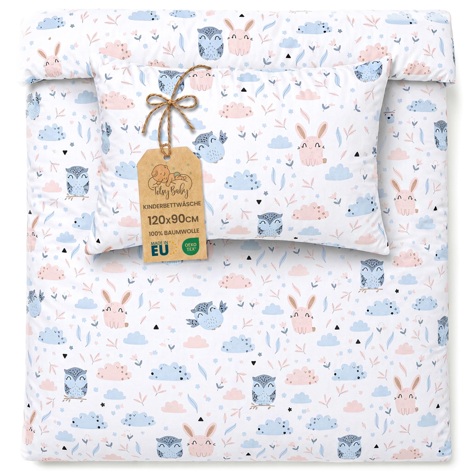 Totsy Baby Cot bed duvet cover set 90x120 cm - Cotton toddler quilt covers for girl and boy Set Comforter cover 90 x 120 cm and pillowcase 60 x 40 cm Oeko-Tex