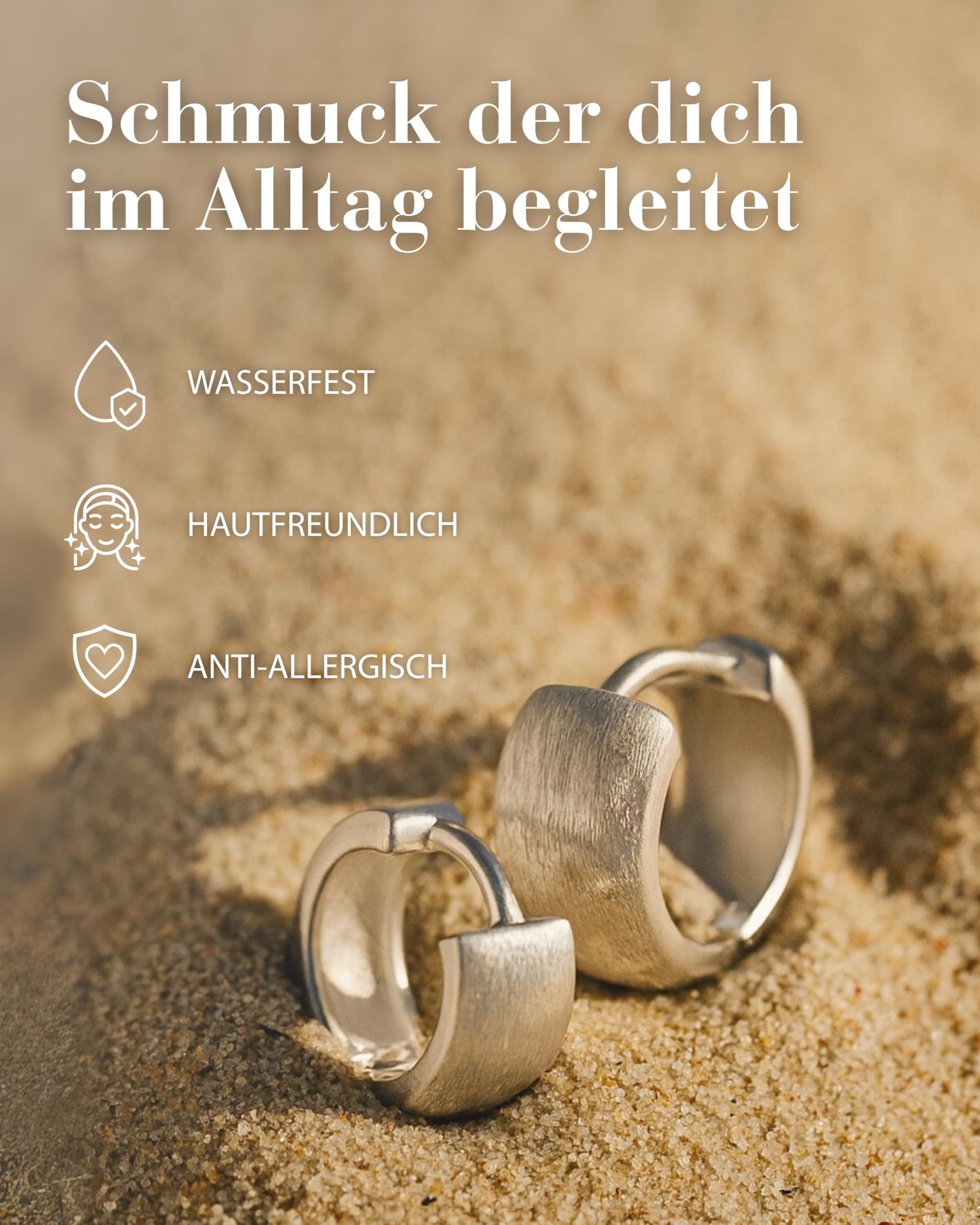 Vinani Damen Ohrringe 925 Silber - Klapp-Creolen gebürstet abgerundet - aus 925 Sterling Silber für Frauen - CARG
