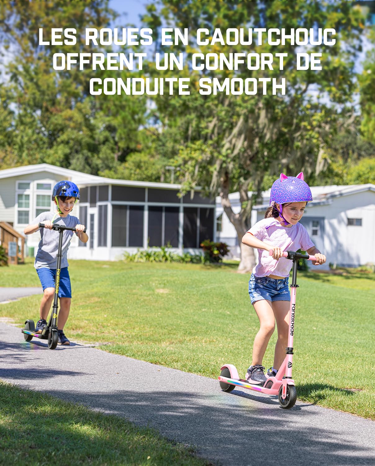 FanttikRide C9 Pro Trottinette Électrique Enfant 1,2-1,6 m, Lumières Arc-en-Ciel, Vitesses 8/13/16 km/h, Autonomie 8 km, Écran LED, Hauteur Réglable, Pliable, Charge maximale 60 kg