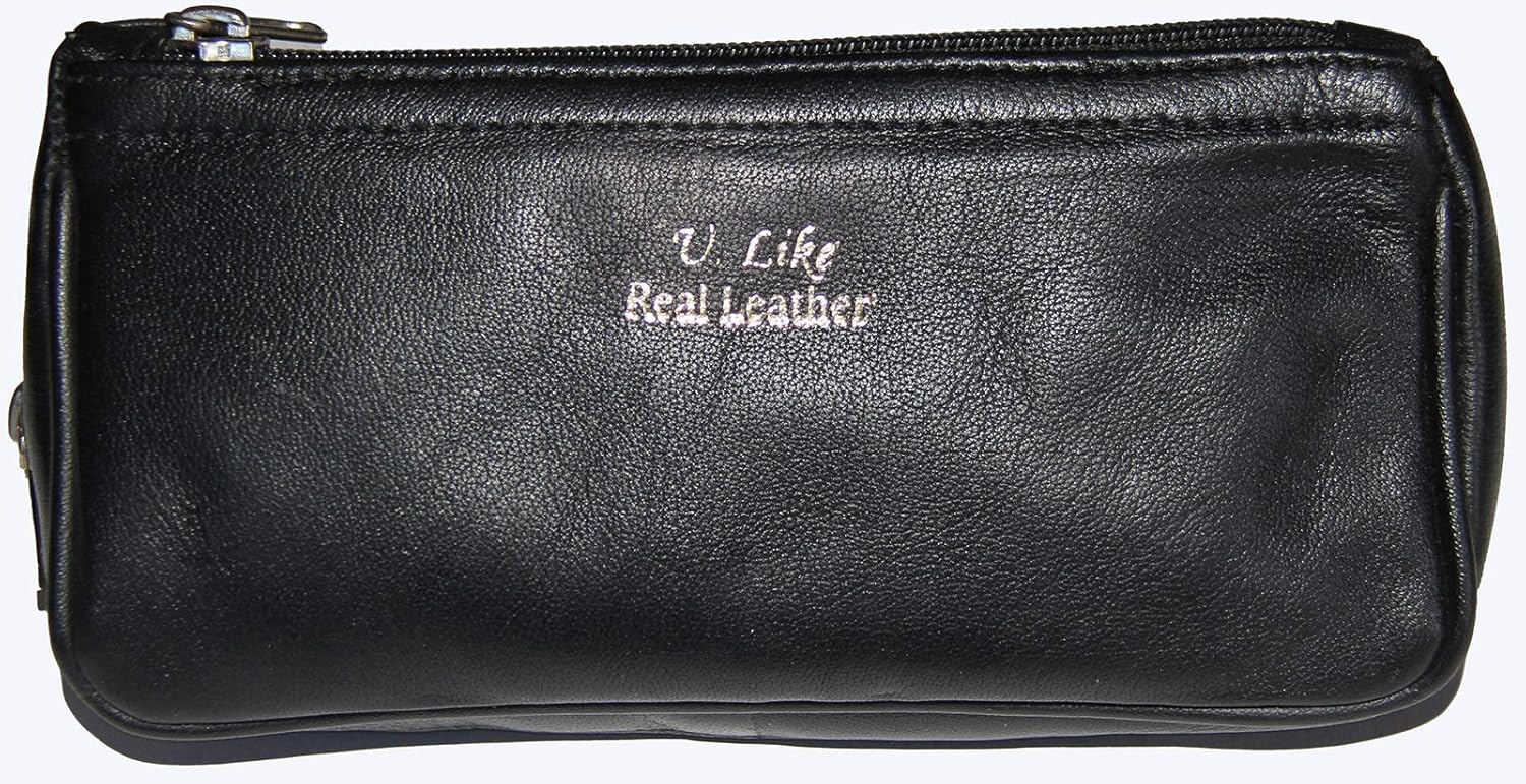 Real Genuine Leather Combination Case/Pouch for Storing Pipe & Tobacco Accessories in Black