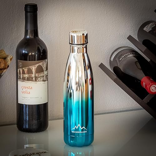 Miniatura 4 de Wanderlust - Botella de agua reutilizable de 17 onzas, botella de agua reutilizable a prueba de fugas, botellas de agua de acero inoxidable, botella