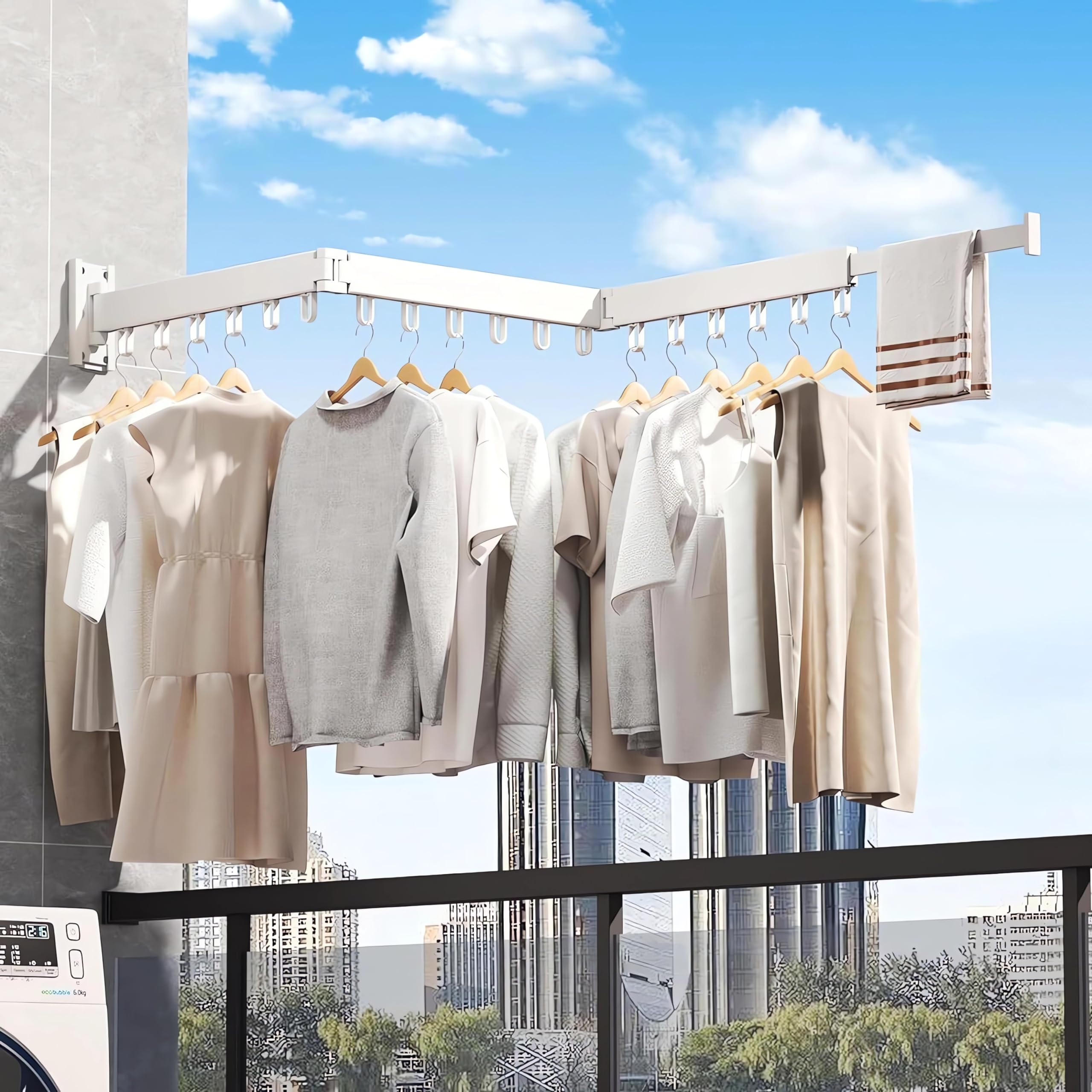 Clothes drying stand,OYDAS Drying Rack,Foldable Clothes Hangers,Wall Mounted Retractable Clothes Drying Rack,Stainless Steel Collapsible Laundry Clothes Hanger Rack with Towel Bar for Balcony,Bathroom
