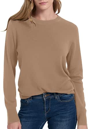 Women's 100% Merino Wool Sweater Long Sleeve Crewneck Fall