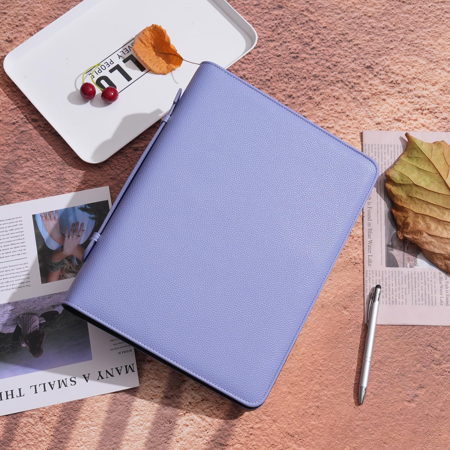 Wonderpool Portfolio met ritssluiting voor reizen, 3 ringbanden, A4- documenthoes met verwijderbaar klembord, juridische padhouder, organizer voor zakelijk kantoor, school voor mannen en vrouwen (paars