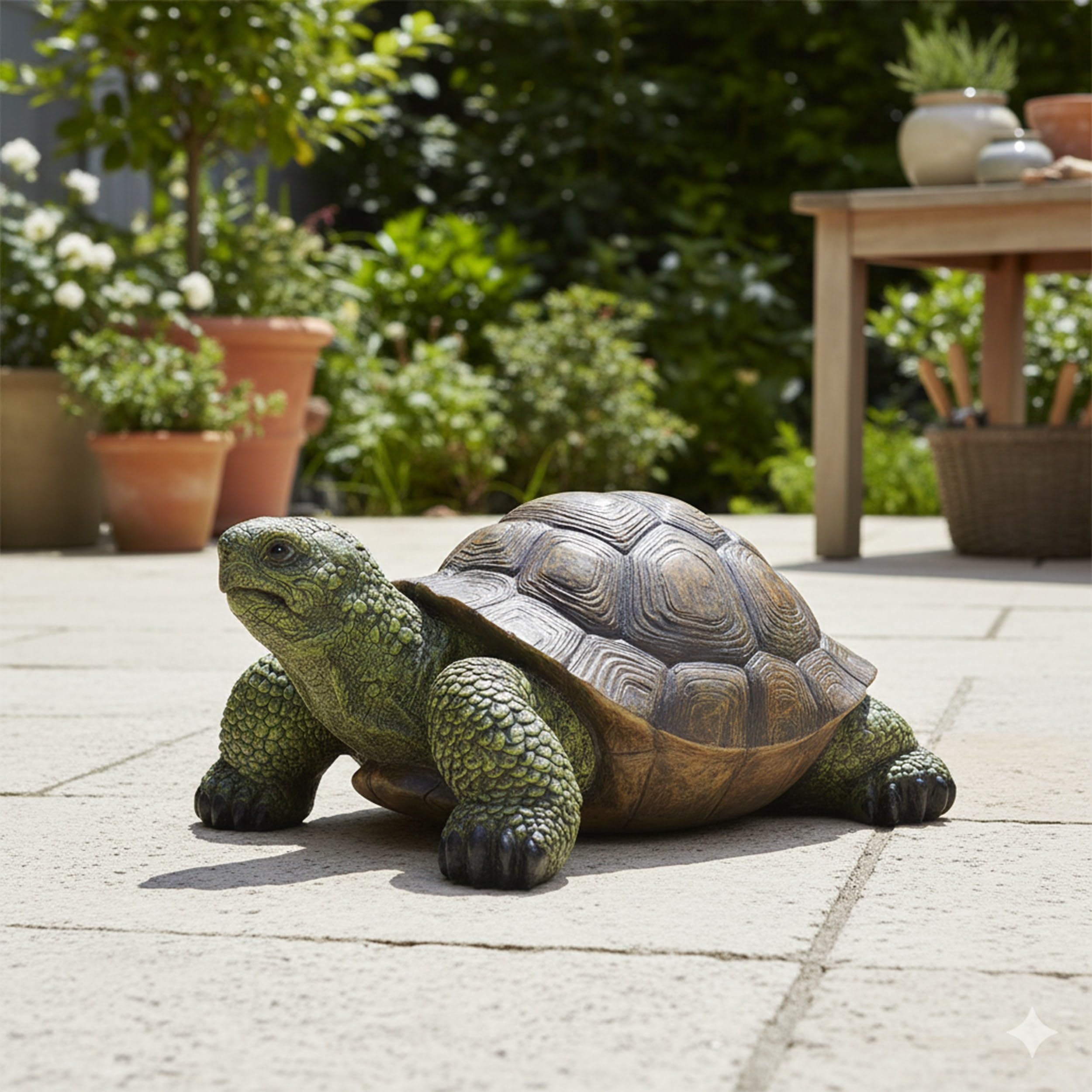 colourliving Schildkröte Figur – realistische Dekofigur Schildkröte, handbemalt aus Polyresin, Garten & Zuhause, Zwei Größen (groß & klein) (Groß)